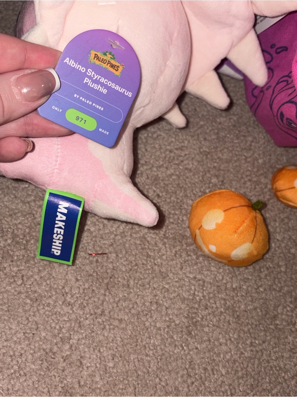 Paleo pines indie game rare Halloween dinosaur plush with pumpkins BNWT - Picture 3 of 4